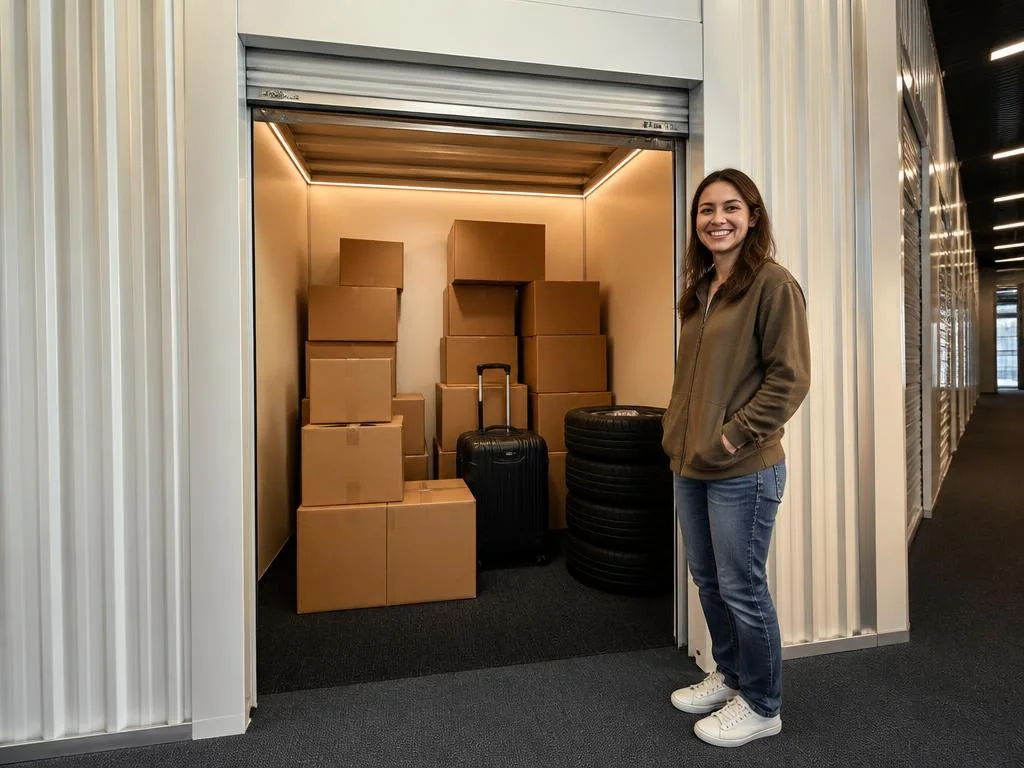 Litet uppvärmt förråd på 1 m² hos Magazinerat i centrala Karlstad, lagom för ett hjulset